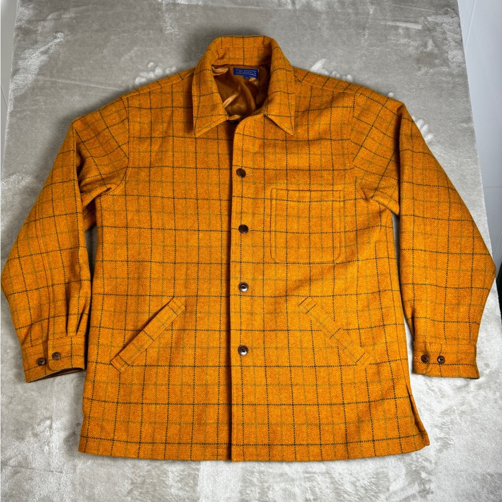 J. McLaughlin Orange Windowpane Wool Jacket